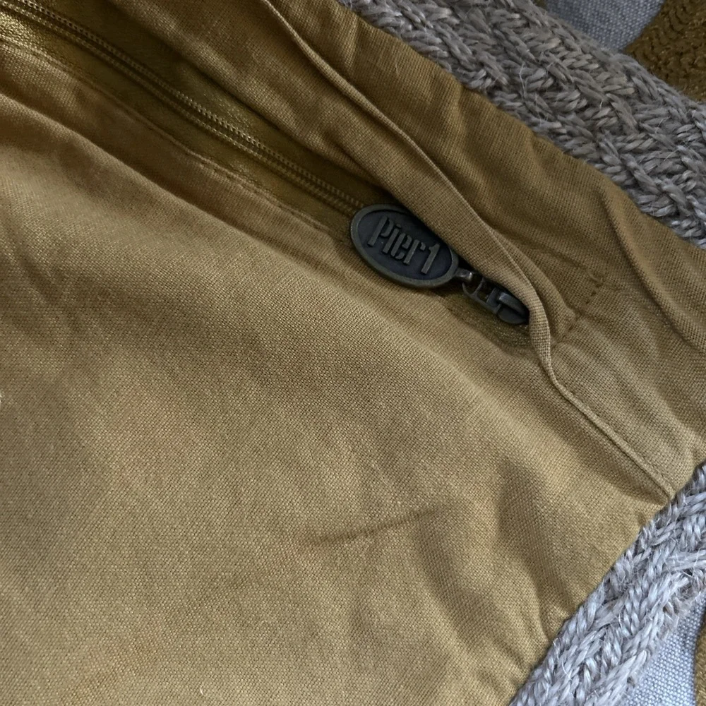Vintage Pier One Imports Embroidered Jute Decorative Yellow scroll Pillow case